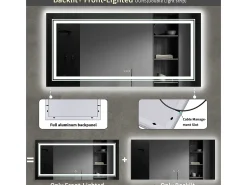 Espejo de baño LED 100x60cm espejo de pared antivaho rectangular 100x60cm