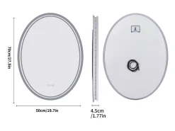 Espejo de baño LED 70x50cm espejo de pared antivaho ovalado con 3 colores ajustables 50x70cm
