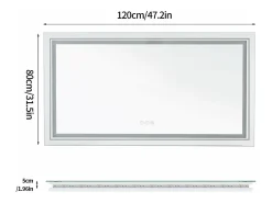 Espejo de baño LED 120x80cm espejo de pared rectangular luz antivaho 120x80cm