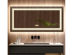 Espejo de baño LED 120x80cm espejo de pared rectangular luz antivaho 120x80cm