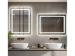 Espejo de baño LED 70x50cm espejo de pared rectangular retroiluminado antivaho 50x70cm