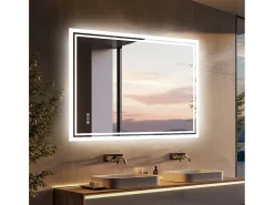Espejo de baño LED 80x60cm espejo de pared con iluminación antivaho 80x60cm