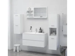 Espejo de baño madera contrachapada blanco 90x10,5x45 cm ES142185