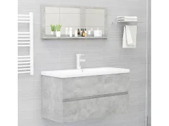 Espejo de baño madera contrachapada gris hormigón 90x10,5x37 cm ES755948