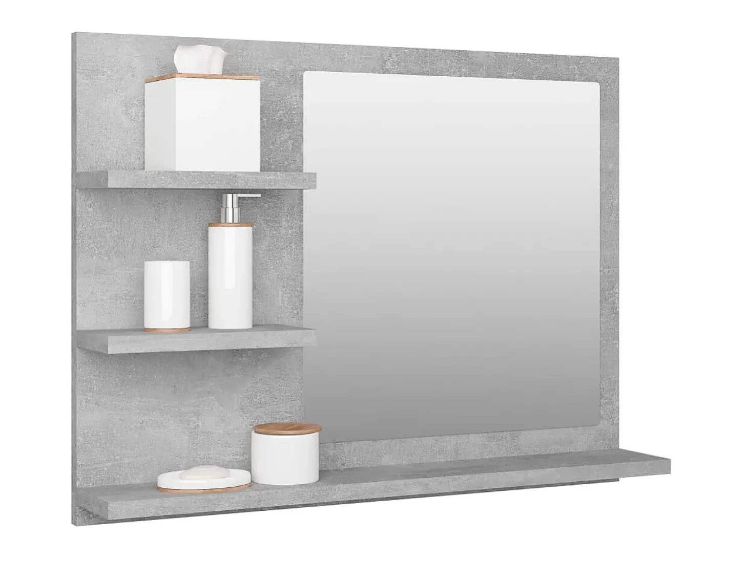 Espejo de baño madera contrachapada gris hormigón 60x10,5x45 cm ES274293