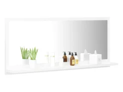 Espejo de baño madera contrachapada blanco 90x10,5x37 cm ES706876