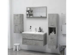 Espejo de baño madera contrachapada gris hormigón 90x10,5x45 cm ES103386