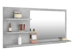 Espejo de baño madera contrachapada gris hormigón 90x10,5x45 cm ES103386