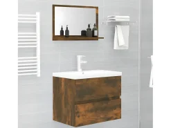 Espejo de baño madera contrachapada roble ahumado 60x10,5x37 cm ES373263