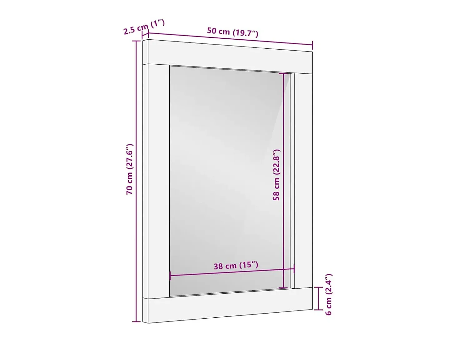 Espejo de baño Marrón, plata 50 x 70 x 30 cm