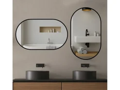 Espejo de baño ovalado 50x80 cm en cristal plateado