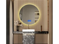 Espejo de baño, pantalla de temperatura, función antivaho, ajuste de brillo, D100CM