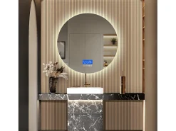 Espejo de baño, pantalla de temperatura, función antivaho, ajuste de brillo, D100CM