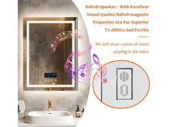 Espejo de baño rectangular iluminado con LED regulable y 4 botones táctiles - antivaho - 90x70cm