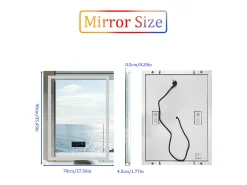 Espejo de baño rectangular iluminado con LED regulable y 4 botones táctiles - antivaho - 90x70cm
