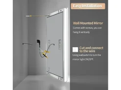 Espejo de baño rectangular iluminado con LED regulable y 4 botones táctiles - antivaho - 80x60cm