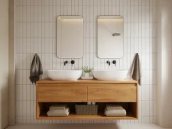 Espejo de baño rectangular con borde dorado, 50x80cm, DEMETRIA