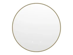 Espejo de baño redondo con luz antivaho y borde dorado - D60 cm - PEONIA