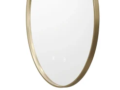 Espejo de baño redondo con luz antivaho y borde dorado - D60 cm - PEONIA