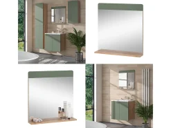 Espejo de baño roble verde/dorado 60x12x62 izan