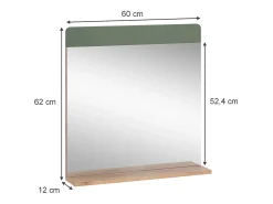 Espejo de baño roble verde/dorado 60x12x62 izan