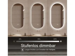 Espejo de baño táctil LED con función antivaho, 60x120 cm, cristal plateado