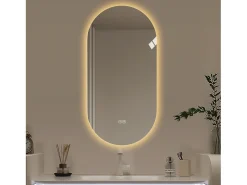 Espejo de baño táctil LED con función antivaho, 60x120 cm, cristal plateado