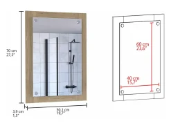 Espejo de Baño Vanguard con forma rectangular Rovere , 70 cm X 50.2 cm X 3.9 cm , Gris / plata