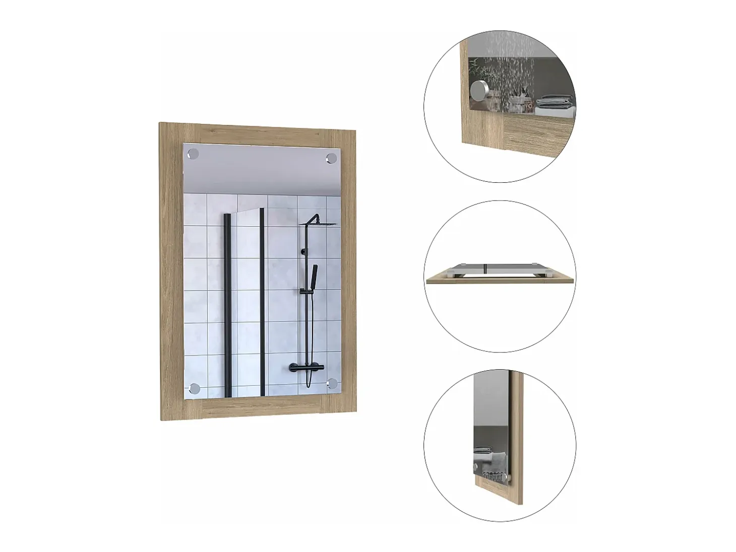 Espejo de Baño Vanguard con forma rectangular Rovere , 70 cm X 50.2 cm X 3.9 cm , Gris / plata