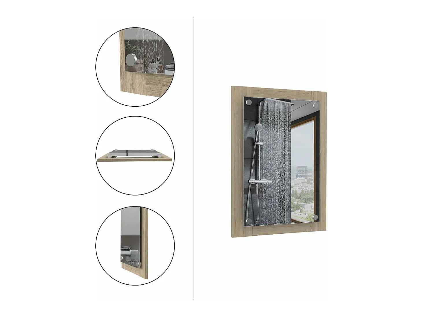 Espejo de Baño Vanguard con forma rectangular Rovere , 70 cm X 50.2 cm X 3.9 cm , Gris / plata