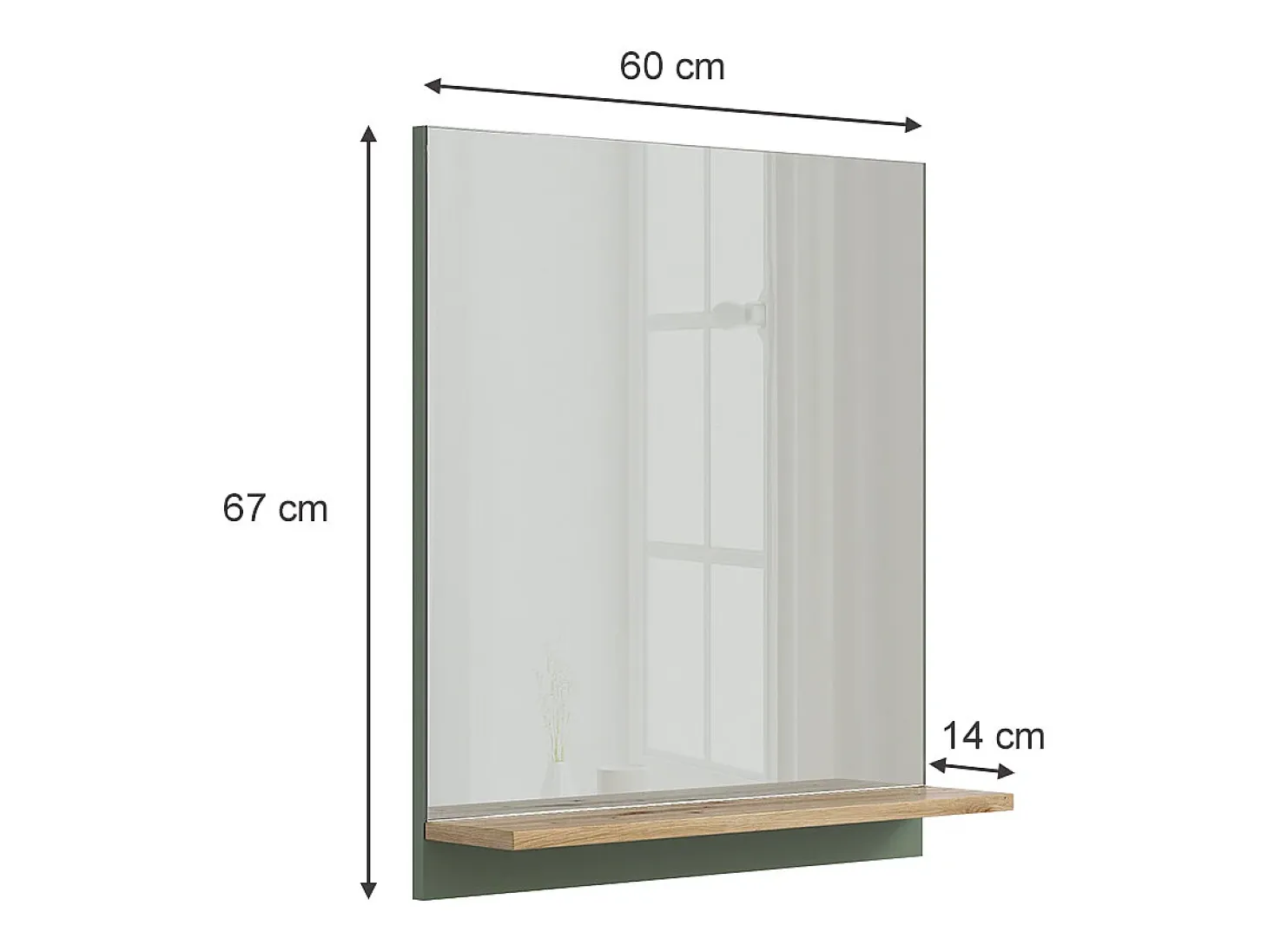 Espejo de baño verde/artesano 60x14x67 marelle
