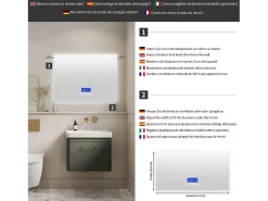 Espejo de baño, 100x80cm, espejo LED con altavoz Bluetooth, iluminación ajustable, función antivaho, indicador de temperatura
