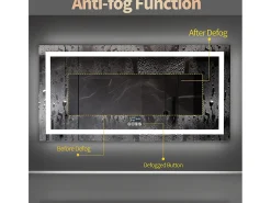 Espejo de baño 100x60cm LED regulable + antivaho + Bluetooth 5.2 + Reloj + 3 colores 4 botones