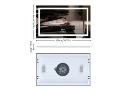 Espejo de baño 100x60cm LED regulable + antivaho + Bluetooth 5.2 + Reloj + 3 colores 4 botones
