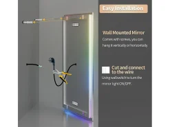 Espejo de baño 160x80cm RGB y LED regulable + antivaho + Bluetooth 5.2 + Reloj + 3 colores 4 botones