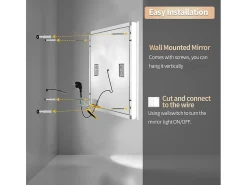 Espejo de baño 80x80m LED regulable + antivaho + Bluetooth 5.2 + Reloj + 3 colores