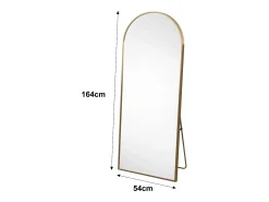 Espejo de cuerpo entero arqueado, 54 x 164 cm, de pared, inclinado, espejo de pie para salón, dorado