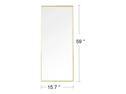 Espejo de cuerpo entero de 150 cm x 40 cm, independiente, de pared, con marco de aluminio dorado.