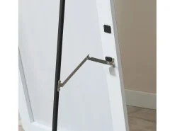 Espejo de cuerpo entero, marco de aluminio, color plata, soporte negro, diseño moderno (45x37x158,5cm)