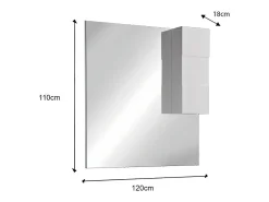 Espejo de diseño con almacenamiento, 120x110 cm, colección VITARIO, color blanco brillante