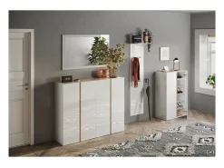 Espejo de entrada de diseño, 110x68 cm, colección KEY, marco blanco brillante lacado.