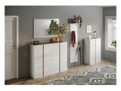 Espejo de entrada de diseño, 110x68 cm, colección KEY, marco blanco brillante lacado.