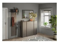 Espejo de entrada de diseño, 110x68 cm, colección KEY, borde marrón.