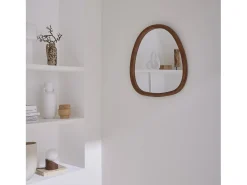 Espejo de madera de abeto decorativo de pared, 55cm nogal