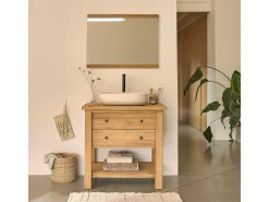 Espejo de madera de teca maciza recuperada de 80x60 cm