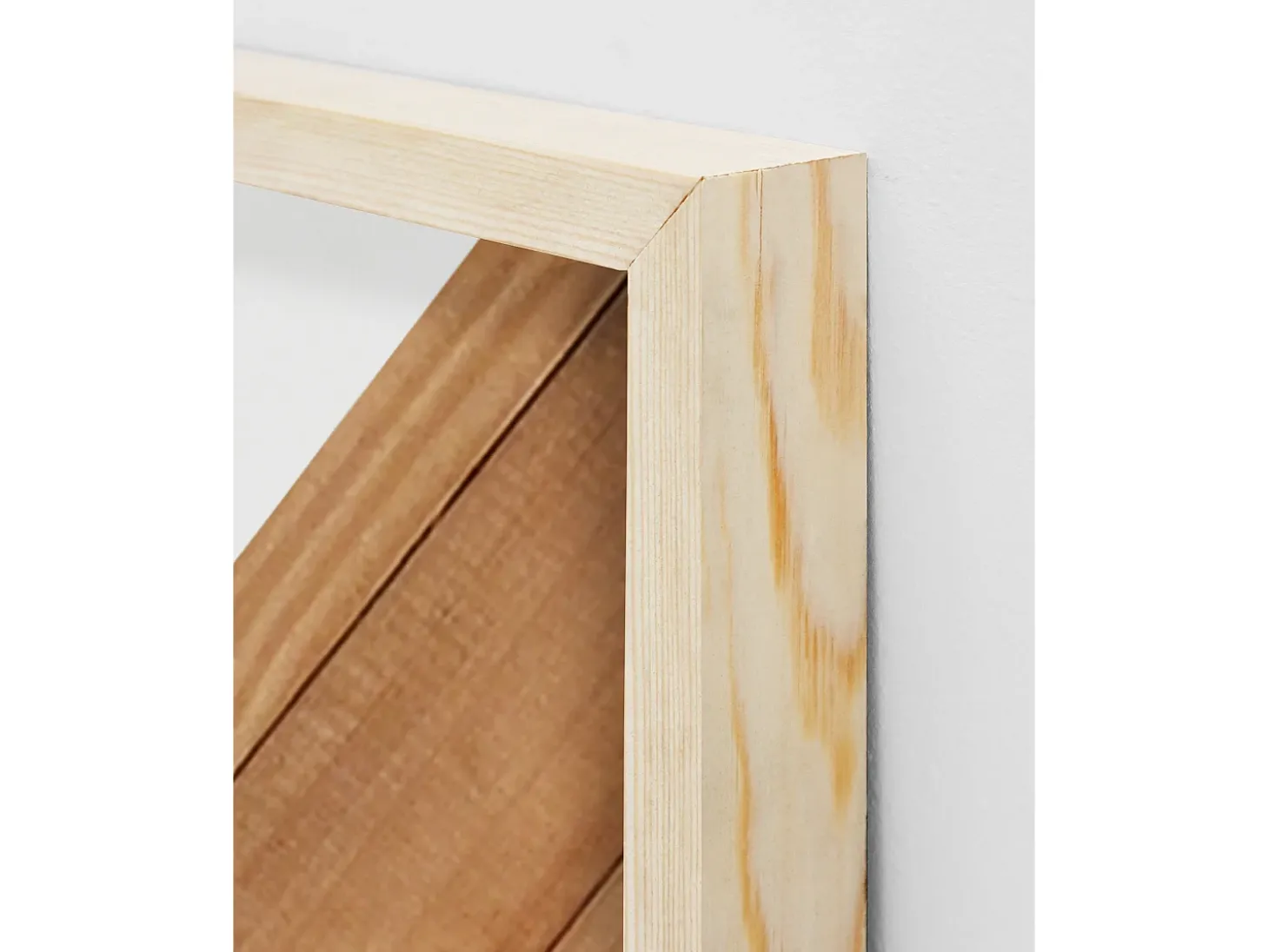 Espejo de madera maciza en tono roble oscuro, natural y blanco de 163x84cm - MOSAIK - DECOWOOD