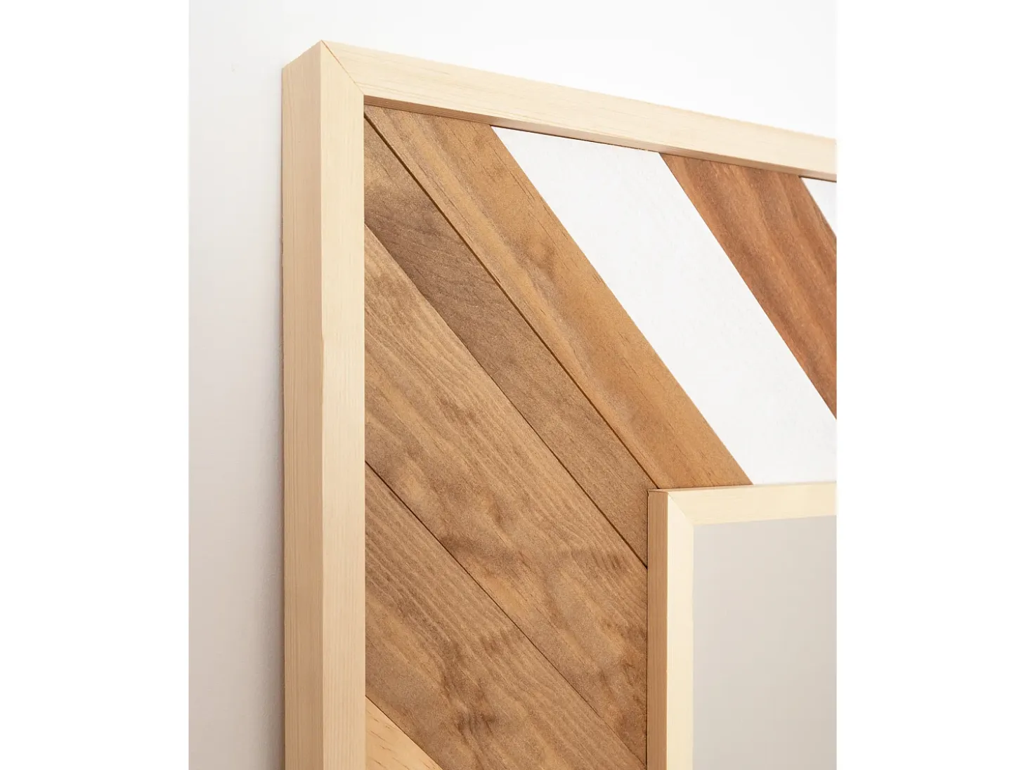 Espejo de madera maciza en tono roble oscuro, natural y blanco de 163x84cm - MOSAIK - DECOWOOD