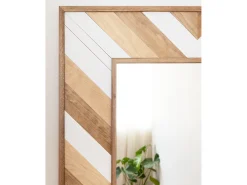 Espejo de madera maciza en tono roble oscuro, natural y blanco de 163x84cm - ZEN - DECOWOOD