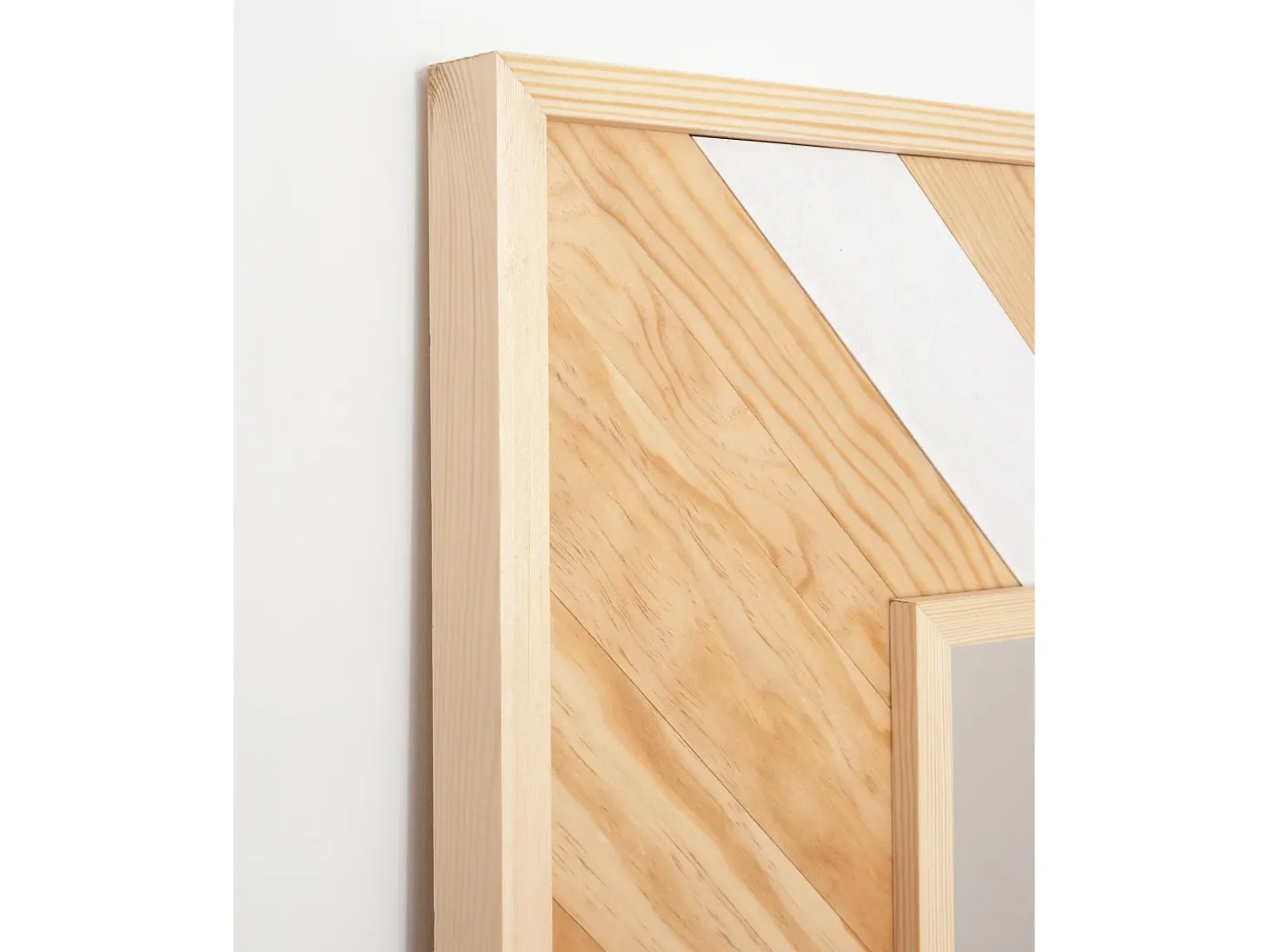Espejo de madera maciza en tono natural y blanco de 163x84cm - ZAZOO - DECOWOOD