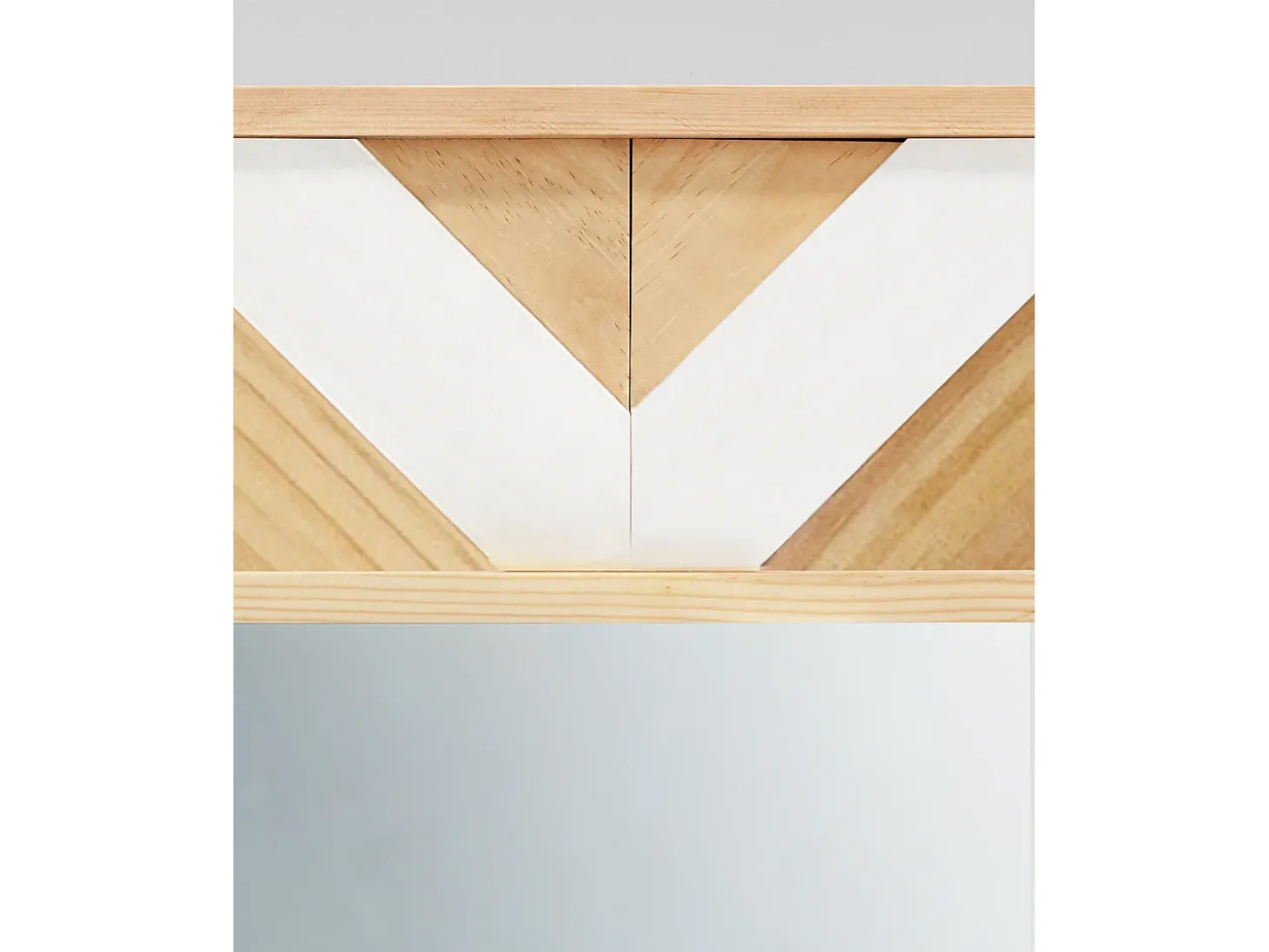 Espejo de madera maciza en tono natural y blanco de 163x84cm - ZAZOO - DECOWOOD
